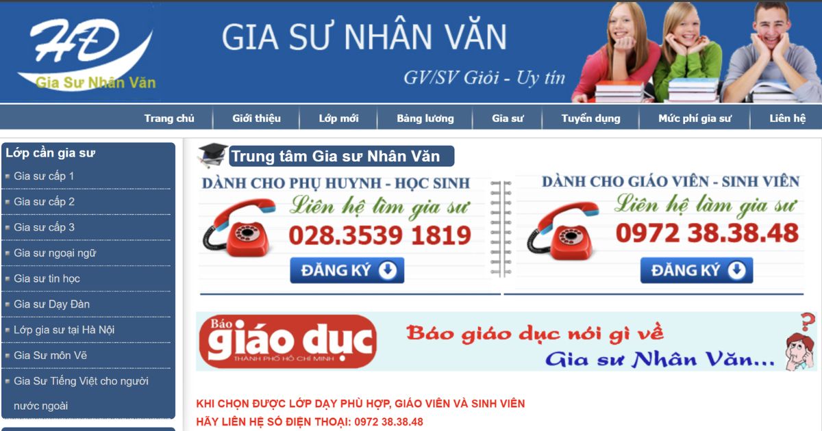 Trung tâm gia sư uy tín Nhân Văn